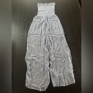 Charlotte Russe Blue and White Striped Jumpsuit (Like NEW)